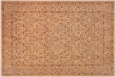 handmade Traditional Lahore Gold Tan Hand Knotted RECTANGLE 100% WOOL area rug 8' x 10'