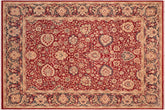 handmade Transitional Anmol Agra Red Blue Hand Knotted RECTANGLE 100% WOOL area rug 8x10