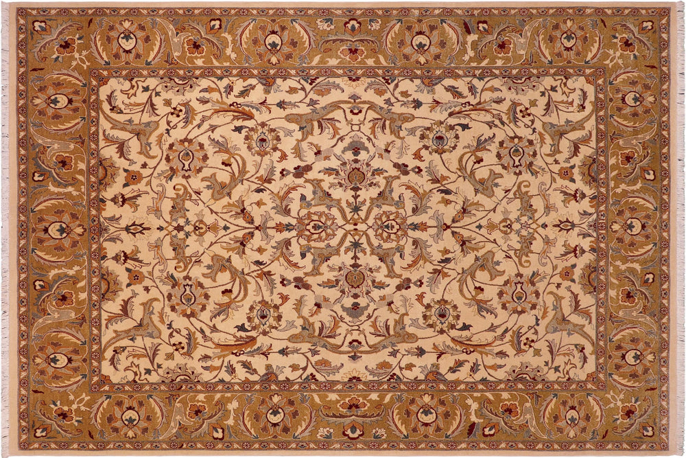 handmade Traditional Lt. Tan Gold Hand Knotted RECTANGLE 100% WOOL area rug 8' x 10'