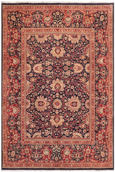 Traditional Sultanabad Earlean Drk. Blue Red Hand Knotted Area rugs 8 x 10