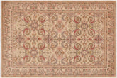 handmade Transitional Kafkaz Beige Pink Hand Knotted RECTANGLE 100% WOOL area rug 9' x 13'