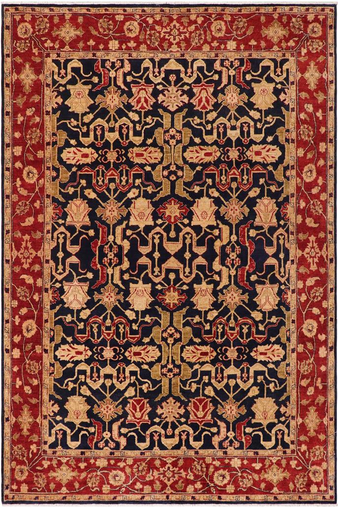 handmade Traditional Kafkaz Blue Red Hand Knotted RECTANGLE 100% WOOL area rug 9 x 12