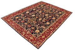 handmade Transitional Kafkaz Blue Red Hand Knotted RECTANGLE 100% WOOL area rug 9' x 12'