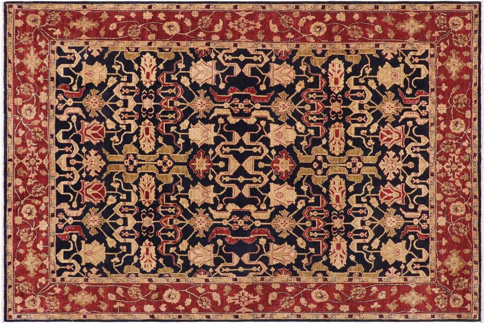 handmade Transitional Kafkaz Blue Red Hand Knotted RECTANGLE 100% WOOL area rug 9' x 12'