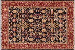 handmade Transitional Kafkaz Blue Red Hand Knotted RECTANGLE 100% WOOL area rug 9' x 12'