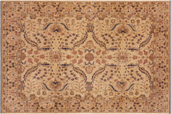 handmade Transitional Kafkaz Beige Tan Hand Knotted RECTANGLE 100% WOOL area rug 9' x 12'