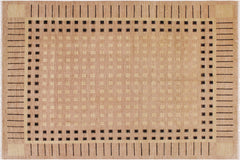 handmade Modern Kafkaz Nude Tan Hand Knotted RECTANGLE 100% WOOL area rug 9' x 12'
