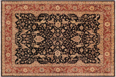 handmade Transitional Kafkaz Black Rust Hand Knotted RECTANGLE 100% WOOL area rug 9' x 12'