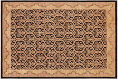 handmade Transitional Kafkaz Brown Tan Hand Knotted RECTANGLE 100% WOOL area rug 9' x 12'