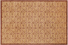 handmade Transitional Kafkaz Tan Brown Hand Knotted RECTANGLE 100% WOOL area rug 9' x 12'