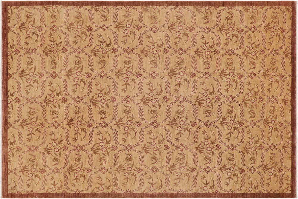 handmade Transitional Kafkaz Tan Brown Hand Knotted RECTANGLE 100% WOOL area rug 9' x 12'