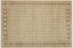 handmade Transitional Kafkaz Beige Brown Hand Knotted RECTANGLE 100% WOOL area rug 9' x 12'
