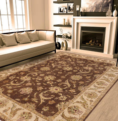 handmade Traditional Kafkaz Brown Tan Hand Knotted RECTANGLE 100% WOOL area rug 9x12