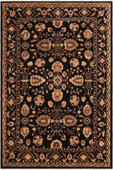 handmade Traditional Kafkaz Black Aubergine Hand Knotted RECTANGLE 100% WOOL area rug 8 x 11