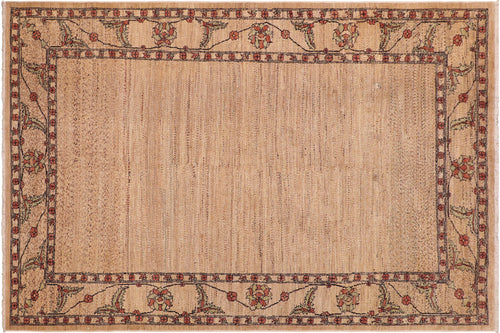 handmade Modern Gabbeh Beige Rust Hand Knotted RECTANGLE 100% WOOL area rug 6' x 9'