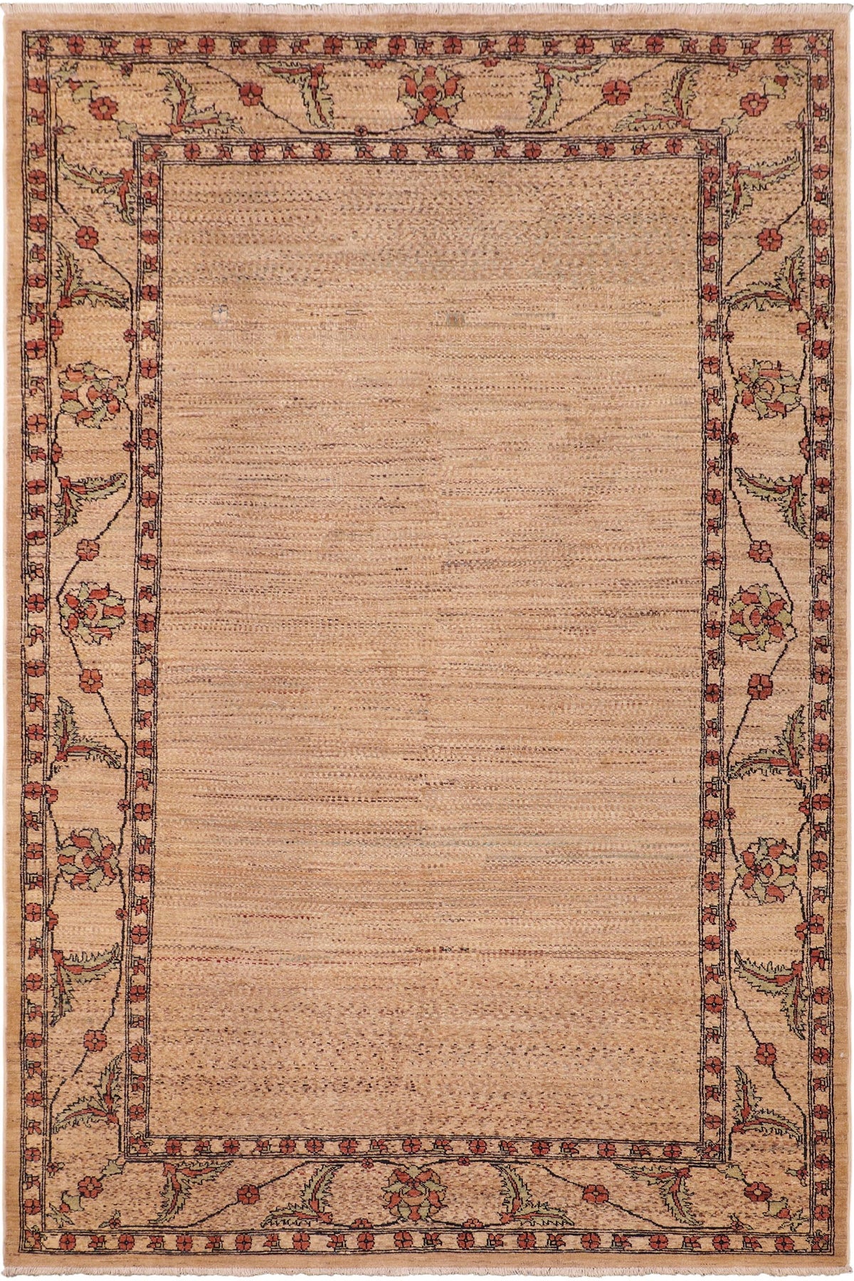 Modern Gabbeh Reatha Beige/Rust Wool Rug - 5'11'' x 9'0''