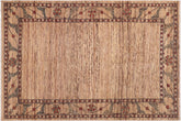 handmade Modern Gabbeh Beige Rust Hand Knotted RECTANGLE 100% WOOL area rug 6' x 9'