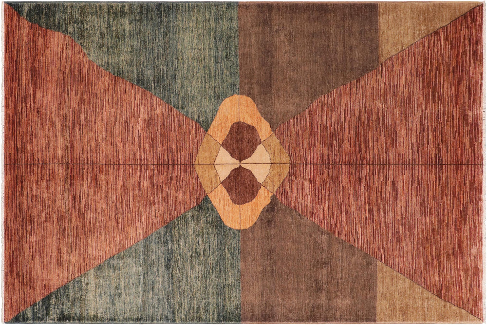 handmade Modern Gabbeh Rust Brown Hand Knotted RECTANGLE 100% WOOL area rug 7' x 10'