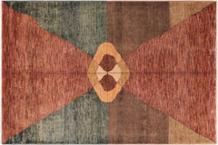 handmade Modern Gabbeh Rust Brown Hand Knotted RECTANGLE 100% WOOL area rug 7' x 10'
