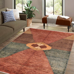 handmade Modern Gabbeh Rust Brown Hand Knotted RECTANGLE 100% WOOL area rug 7' x 10'