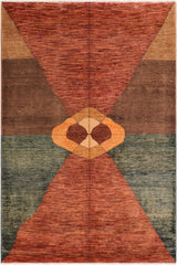 handmade Modern Gabbeh Rust Brown Hand Knotted RECTANGLE 100% WOOL area rug 7 x 10