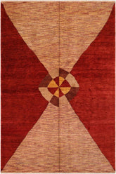 handmade Modern Gabbeh Red Beige Hand Knotted RECTANGLE 100% WOOL area rug 7 x 10