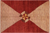 handmade Modern Gabbeh Red Beige Hand Knotted RECTANGLE 100% WOOL area rug 7' x 10'