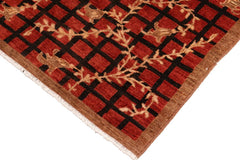 handmade Transitional Lahore Red Brown Hand Knotted RECTANGLE 100% WOOL area rug 6 x 9