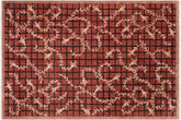handmade Modern Kafkaz Rust Black Hand Knotted RECTANGLE 100% WOOL area rug 6' x 9'