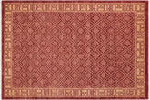 handmade Modern Kafkaz Red Tan Hand Knotted RECTANGLE 100% WOOL area rug 6' x 8'