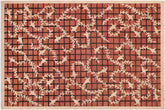 handmade Modern Kafkaz Orange Tan Hand Knotted RECTANGLE 100% WOOL area rug 6' x 9'