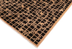 handmade Transitional Kafkaz Black Tan Hand Knotted RECTANGLE 100% WOOL area rug 6 x 9