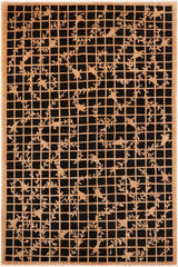 handmade Transitional Kafkaz Black Tan Hand Knotted RECTANGLE 100% WOOL area rug 6 x 9