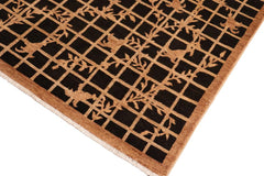 handmade Transitional Kafkaz Black Tan Hand Knotted RECTANGLE 100% WOOL area rug 6 x 9