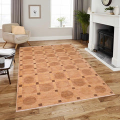 handmade Modern Kafkaz Tan Brown Hand Knotted RECTANGLE 100% WOOL area rug 6  x 9