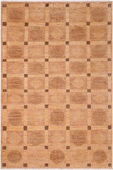 handmade Modern Kafkaz Tan Brown Hand Knotted RECTANGLE 100% WOOL area rug 6  x 9