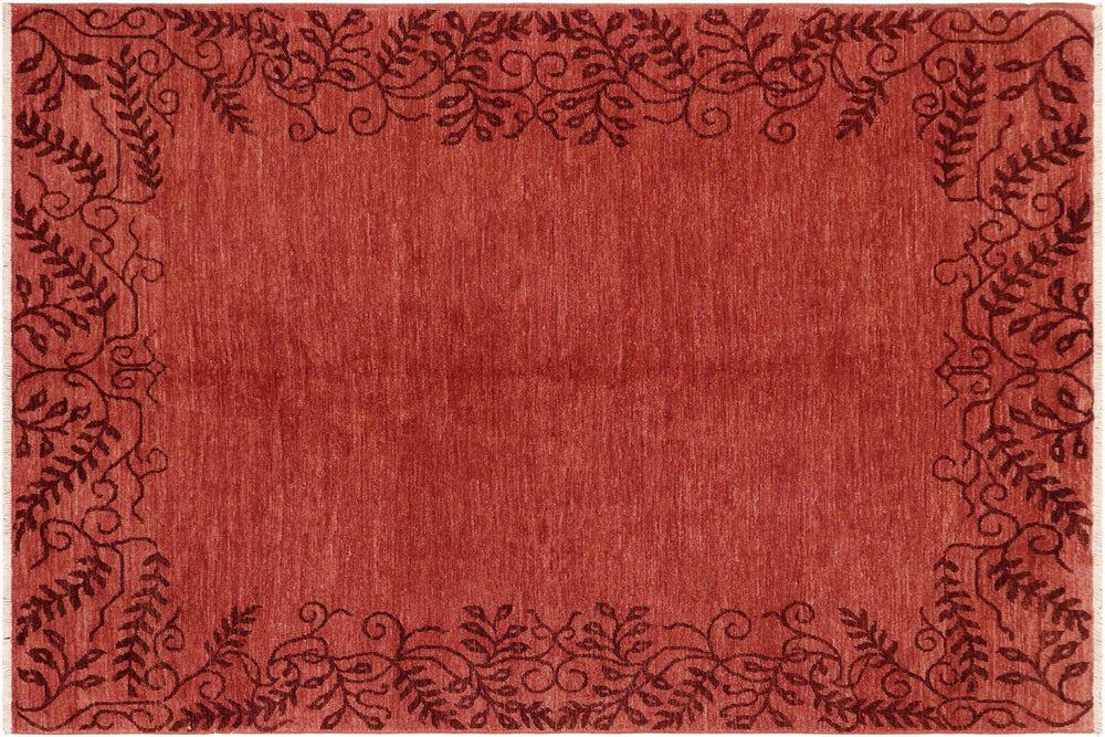 handmade Modern Kafkaz Red Red Hand Knotted RECTANGLE 100% WOOL area rug 6' x 8'