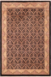 handmade Transitional Kafkaz Black Tan Hand Knotted RECTANGLE 100% WOOL area rug 6 x 9