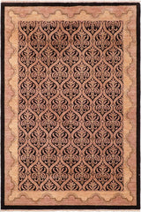 handmade Transitional Kafkaz Black Tan Hand Knotted RECTANGLE 100% WOOL area rug 6 x 9