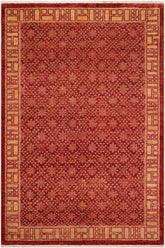 handmade Transitional Kafkaz Red Tan Hand Knotted RECTANGLE 100% WOOL area rug 6 x 9