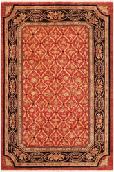 handmade Transitional Kafkaz Red Black Hand Knotted RECTANGLE 100% WOOL area rug 6 x 9