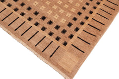 handmade Transitional Kafkaz Tan Black Hand Knotted RECTANGLE 100% WOOL area rug 6 x 9