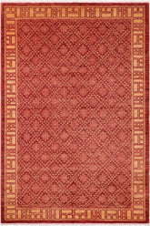 handmade Transitional Kafkaz Red Gold Hand Knotted RECTANGLE 100% WOOL area rug 6 x 9