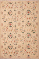 handmade Transitional Kafkaz Tan Green Hand Knotted RECTANGLE 100% WOOL area rug 6 x 9