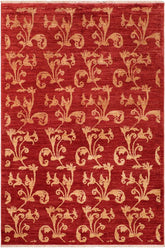 handmade Transitional Kafkaz Red Gold Hand Knotted RECTANGLE 100% WOOL area rug 6 x 9