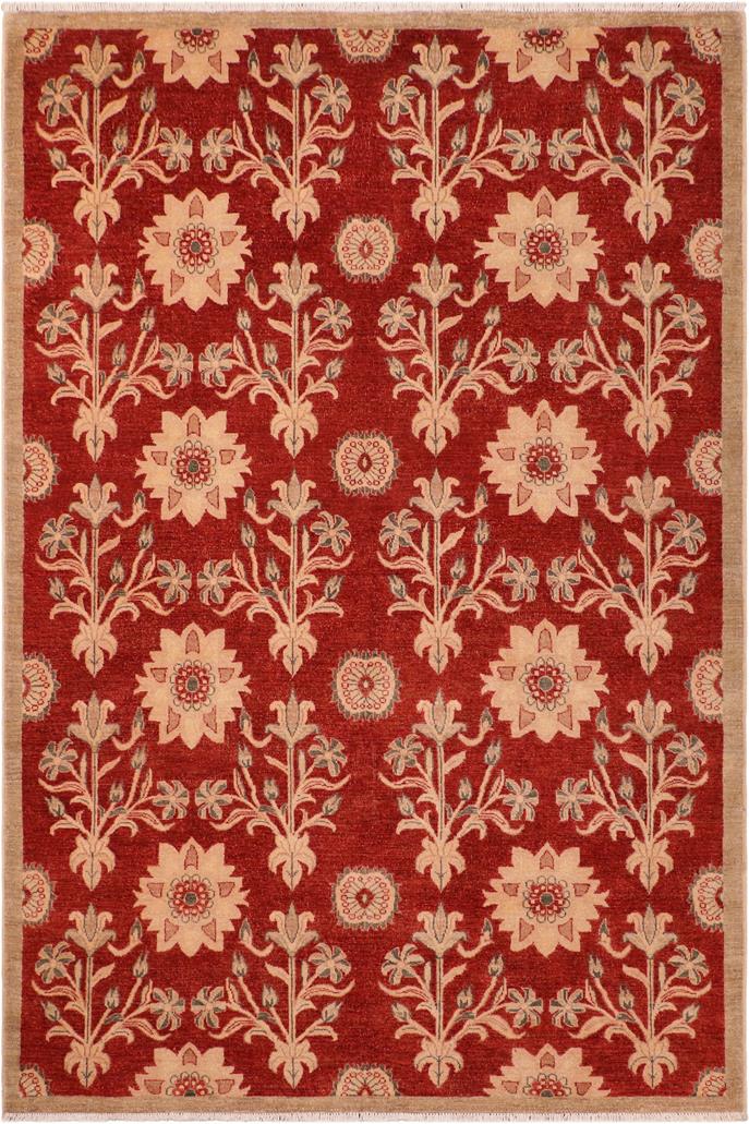 handmade Transitional Kafkaz Rust Tan Hand Knotted RECTANGLE 100% WOOL area rug 6 x 9