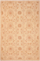 handmade Transitional Kafkaz Beige Gold Hand Knotted RECTANGLE 100% WOOL area rug 6 x 9