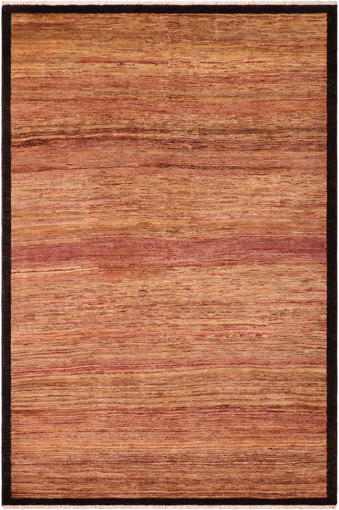 handmade Modern Gabbeh Beige Black Hand Knotted RECTANGLE 100% WOOL area rug 6 x 9