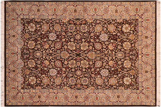 handmade Transitional Brown Taupe Hand Knotted RECTANGLE 100% WOOL area rug 6x9