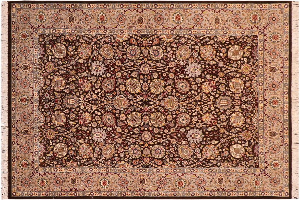 handmade Transitional Brown Taupe Hand Knotted RECTANGLE 100% WOOL area rug 6x9